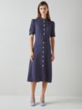 L.K.Bennett Valerie Spot Print Shirt Midi Dress, Navy/Cream