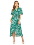 Mela London Floral Print Wrap Midi Dress, Green