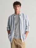 GANT Striped Linen Long Sleeve Shirt, Blue/White