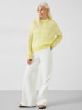 HUSH Thallon Gingham Wool Blend Jumper, Yellow/White