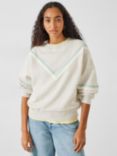 HUSH Winona Chevron Stripe Sweatshirt, Grey Marl/Multi