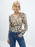 Mango Youth Abstract Floral Print Crossover Blouse, Multi