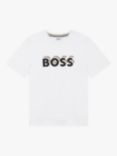 BOSS Kids' Embossed Logo Short Sleeve T-Shirt, White