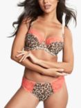 Panache Nina Leopard Print Balcony Bra, Coral/Multi