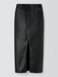 Good American Faux Leather Slit Front Midi Skirt, Black