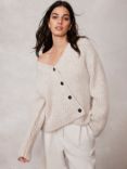 Mint Velvet Alpaca Blend Asymmetric Button Cardigan, Cream