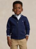 Ralph Lauren Kids' Polo Signature Logo Spa Terry Zip Through Hoodie, Blue Navy