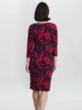 Gina Bacconi Abbie Printed Jersey Cowl Neck Dress, Navy/Red