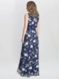 Gina Bacconi Judith Embroidered Sleeveless Maxi Dress, Navy/Multi