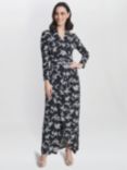 Gina Bacconi Jade Jersey Wrap Maxi Dress, Black/Off White
