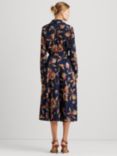 Lauren Ralph Lauren Rowella Floral Print Crepe Midi Wrap Dress, Navy/Multi