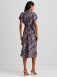 Lauren Ralph Lauren Fratillo Geometric Stripe Belted Crepe Wrap Dress, Navy/Multi