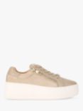 Carvela Connected Leather Zip Chunky Trainers, Natural Beige