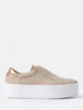 Mint Velvet Suede Slip-On Flatform Trainers, Neutral