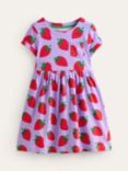 Mini Boden Kids' Short Sleeved Strawberry Fun Jersey Dress, Violet