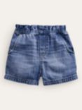 Mini Boden Girl's Pull On Plain Denim Shorts, Blue