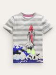 Mini Boden Kids' Photographic Rocket T-Shirt, Multi