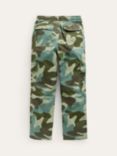Mini Boden Kids' Camo Pull-on Cargo Trousers, Rosemary Green