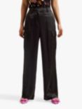 Ted Baker Simeta Wide Leg Satin Cargo Trousers, Black