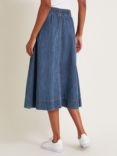 Monsoon Harper Midi Denim Skirt, Denim Blue