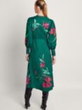 Monsoon Lyra Floral Embroidered Midi Dress, Green/Multi