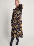 Monsoon Juliet Floral Midi Shirt Dress, Black/Multi