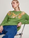 Monsoon Josie Jacquard Jumper, Green/Multi