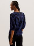 Ted Baker Arpy Textured Floral Print Balloon Sleeve Top, Navy