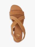 Dune Landies Nubuck Cross Strap Sandals, Camel