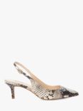 Dune Celini Leather Slingback Kitten Heel Shoes, Reptile