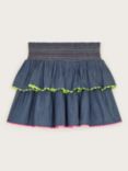 Monsoon Kids' Chambray Ric Rac Skirt, Blue