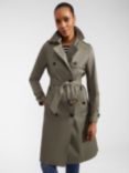 Hobbs Lisa Double Breasted Trench Coat, Olive Green