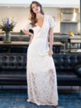 HotSquash V-Neck Lace Maxi Dress, Cream/Beige