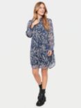 Saint Tropez Chante Chiffon Shirt Dress, Black Zebra Leaves