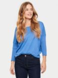 Saint Tropez Mila 3/4 Sleeve Knitted Pullover, Dutch Blue Melange