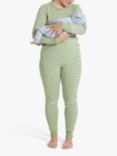 Polarn O. Pyret Adult Organic Cotton Stripe Pyjamas, Green