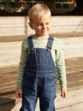 Polarn O. Pyret Kids' GOTS Organic Cotton Denim Dungarees, Blue