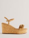 Ted Baker Giyaa Bow Detail Raffia Wedge Sandals, Natural