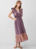 French Connection Anathia Blaire Paisley Print Frill Trim Maxi Dress, Royal Blue/Peach