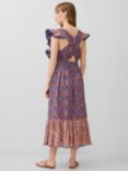 French Connection Anathia Blaire Paisley Print Frill Trim Maxi Dress, Royal Blue/Peach