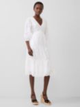 French Connection Broderie Anglaise Midi Dress, Linen White