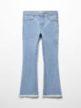 Mango Kids' Trumpet Flared Frayed Hem Jeans