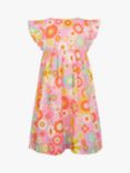 Angels by Accessorize Kids' Boho Floral Print Short Sleeve Dress, Pink/Multi
