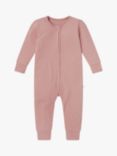 MORI Baby Clever Zip Ribbed Sleepsuit, Rose