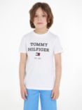 Tommy Hilfiger Logo Embroidered Cotton T-Shirt, White, White