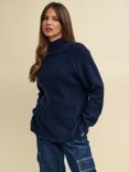 Nobody's Child Grown on Neck Fishermans' Rib Long Line Jumper, Navy