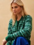 Brora Merino Wool Fairisle Cardigan, Jade