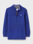 Crew Clothing Kids' Jacquard Half Zip Jumper, Navy Blue