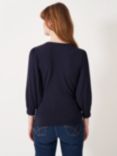 Crew Clothing Blouson Sleeve Jersey Wrap Top, Navy