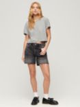 Superdry Slouchy Cropped T-Shirt, Pepper Grey Marl
